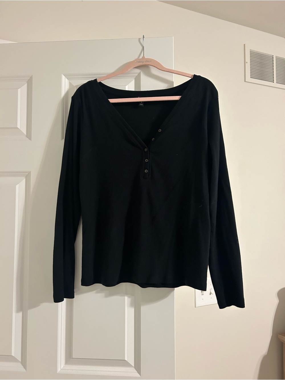 Banana Republic Black Long-Sleeve Henley Top